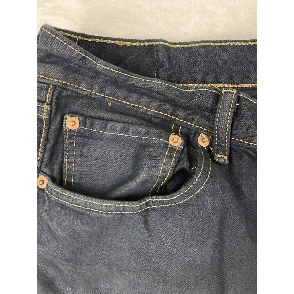 Levi's 501 Button Fly‎ Denim Jeans Mens Blue Dark Wash 36x34 (35x33 Measured)
